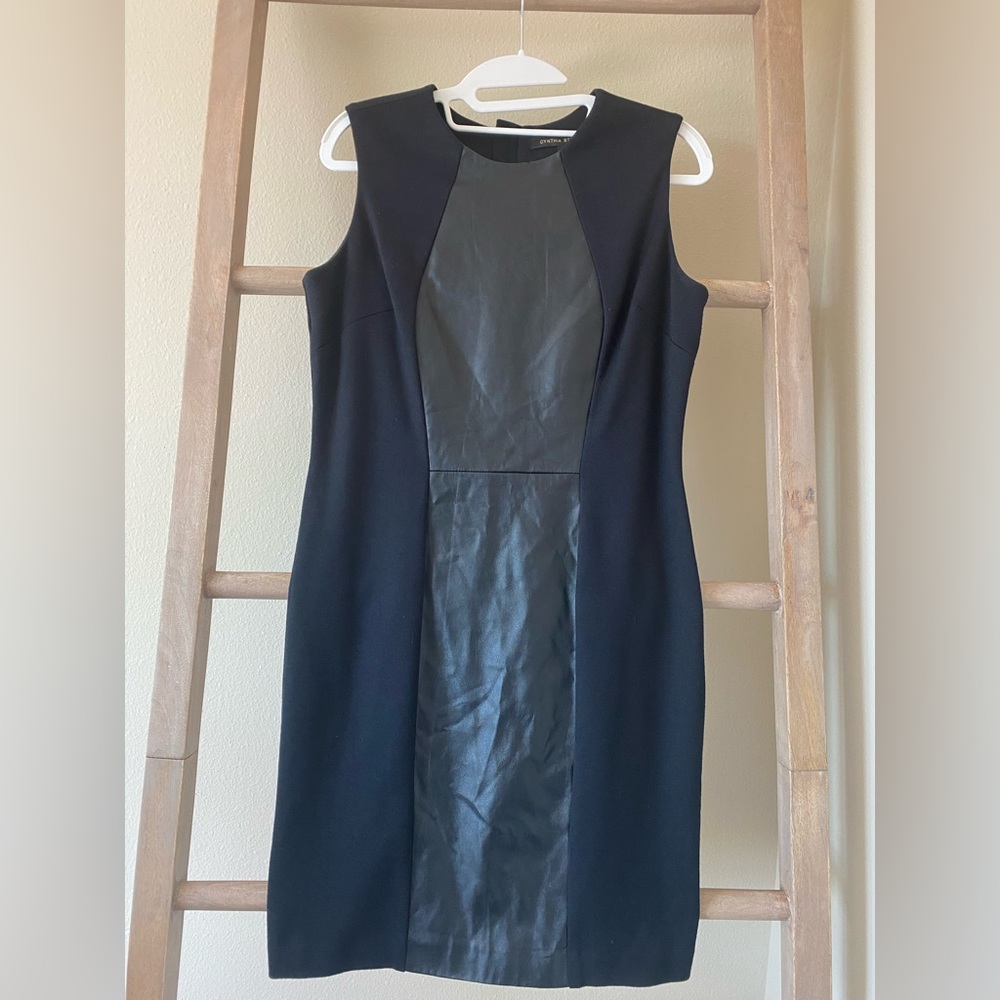 Lightly used - Cynthia Steffe black faux leather dress women’s size 8
